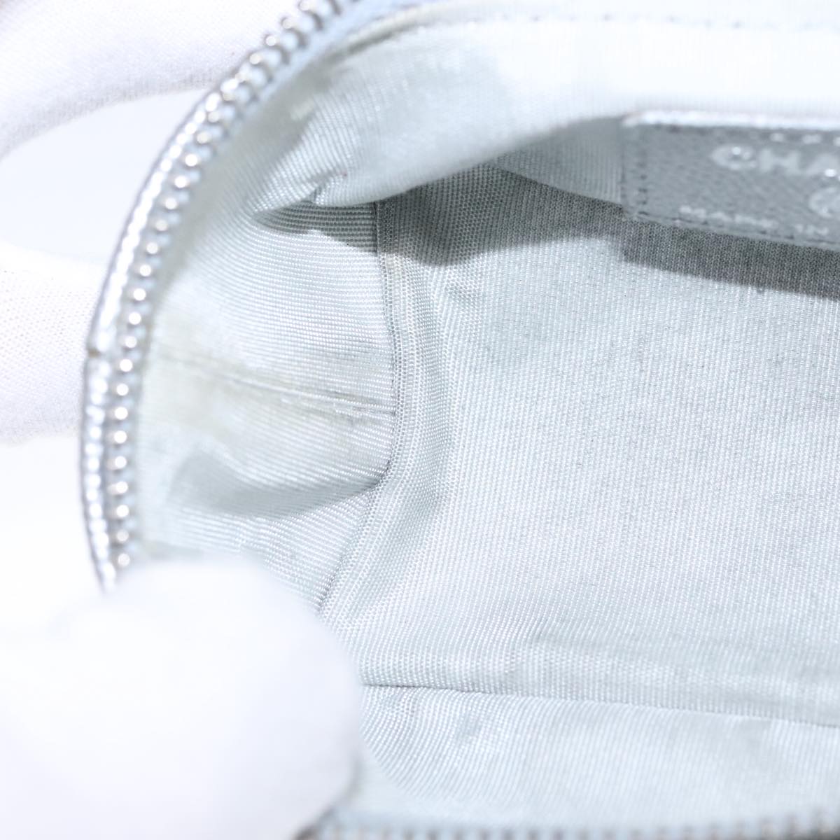 CHANEL Matelasse Hand Bag Caviar Skin 2way Silver CC Auth bs21131