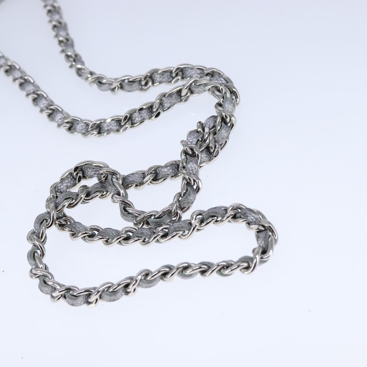 CHANEL Matelasse Hand Bag Caviar Skin 2way Silver CC Auth bs21131