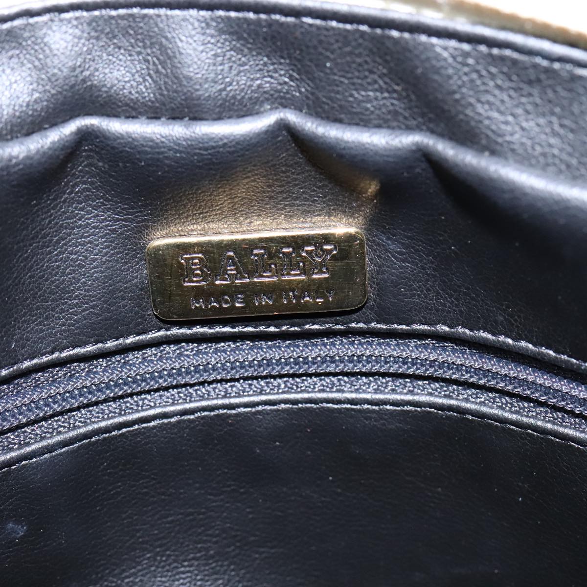 BALLY Chain Quilted Shoulder Bag Leather Beige Gold Auth bs21142