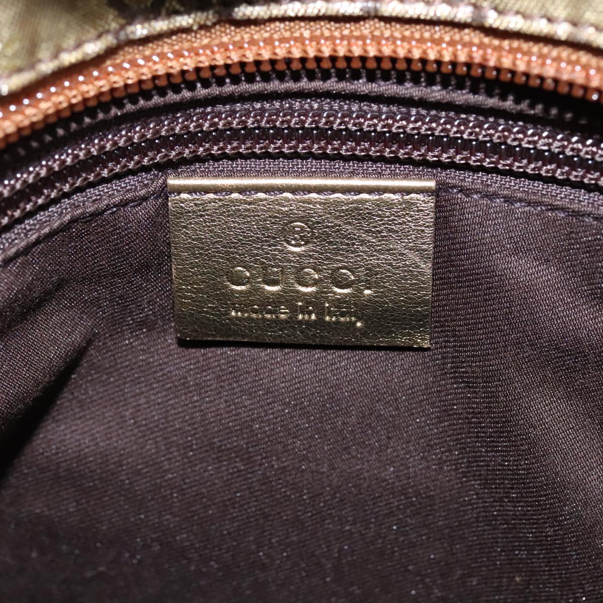 GUCCI GG Crystal Sherry Line Hand Bag Gray Gold Brown 131228 Auth bs21155