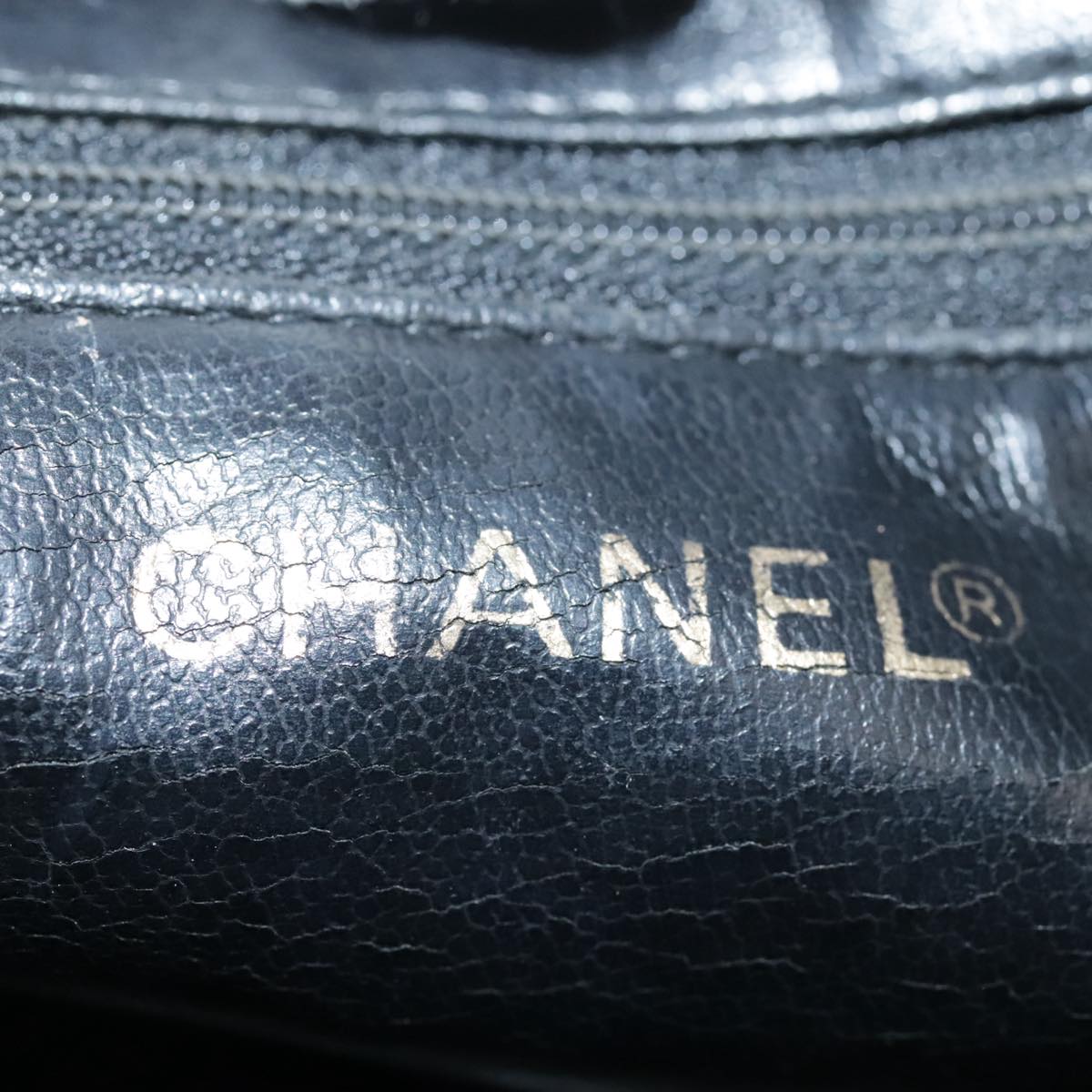 CHANEL V Stitch Hand Bag Leather Black CC Auth bs21163