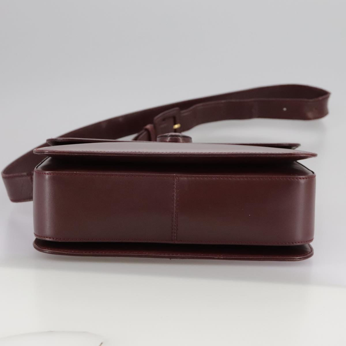 CARTIER Shoulder Bag Leather Red Auth bs21170