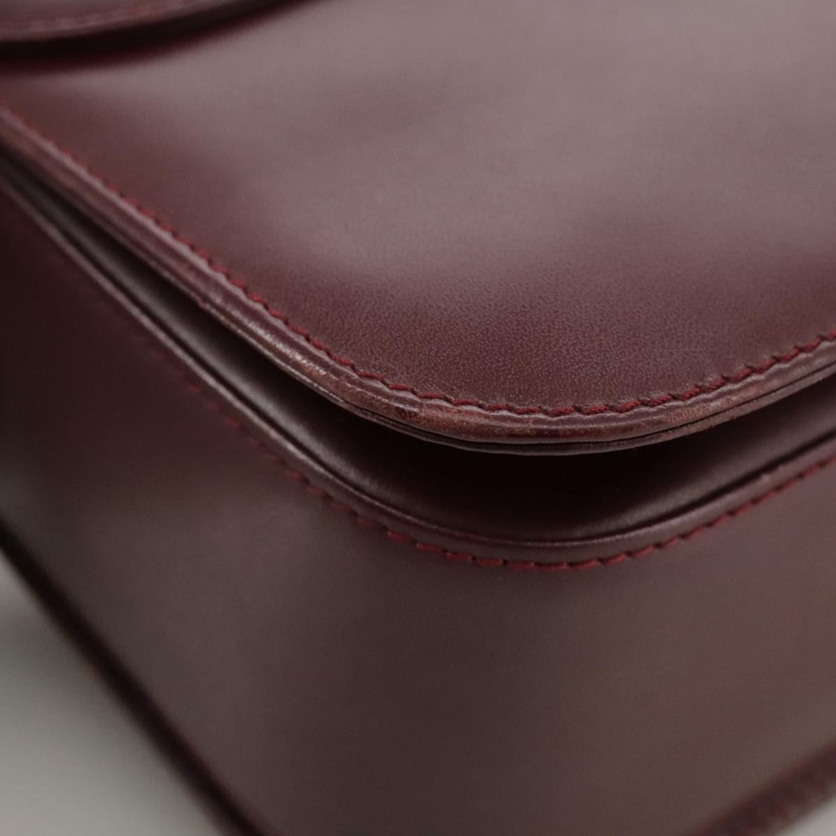 CARTIER Shoulder Bag Leather Red Auth bs21170