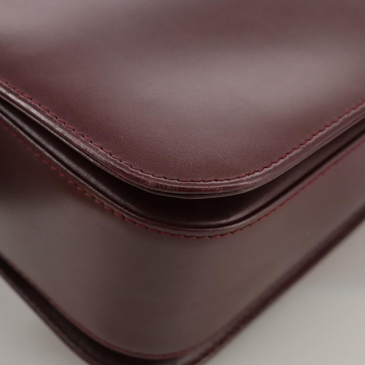 CARTIER Shoulder Bag Leather Red Auth bs21170