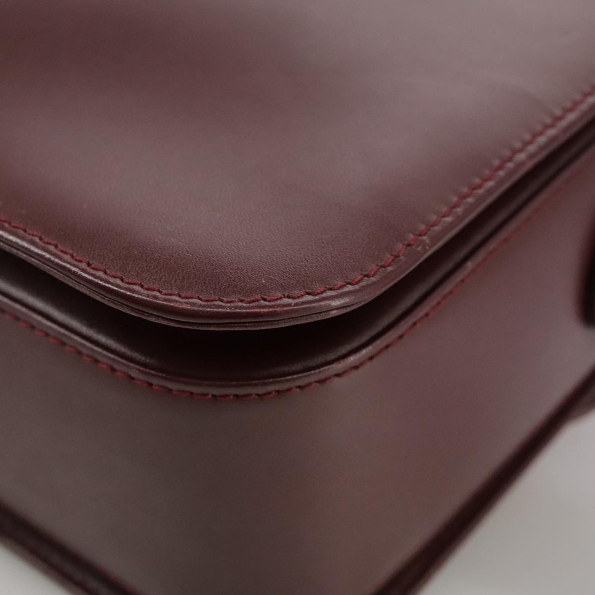 CARTIER Shoulder Bag Leather Red Auth bs21170