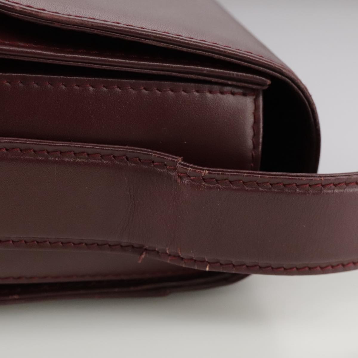 CARTIER Shoulder Bag Leather Red Auth bs21170