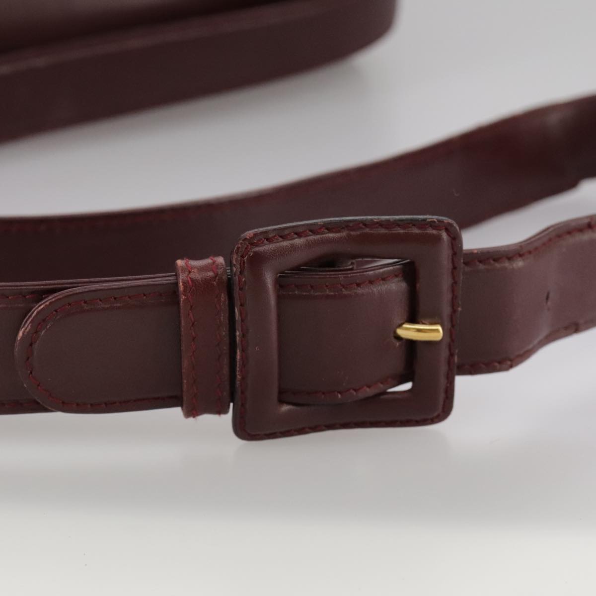 CARTIER Shoulder Bag Leather Red Auth bs21170