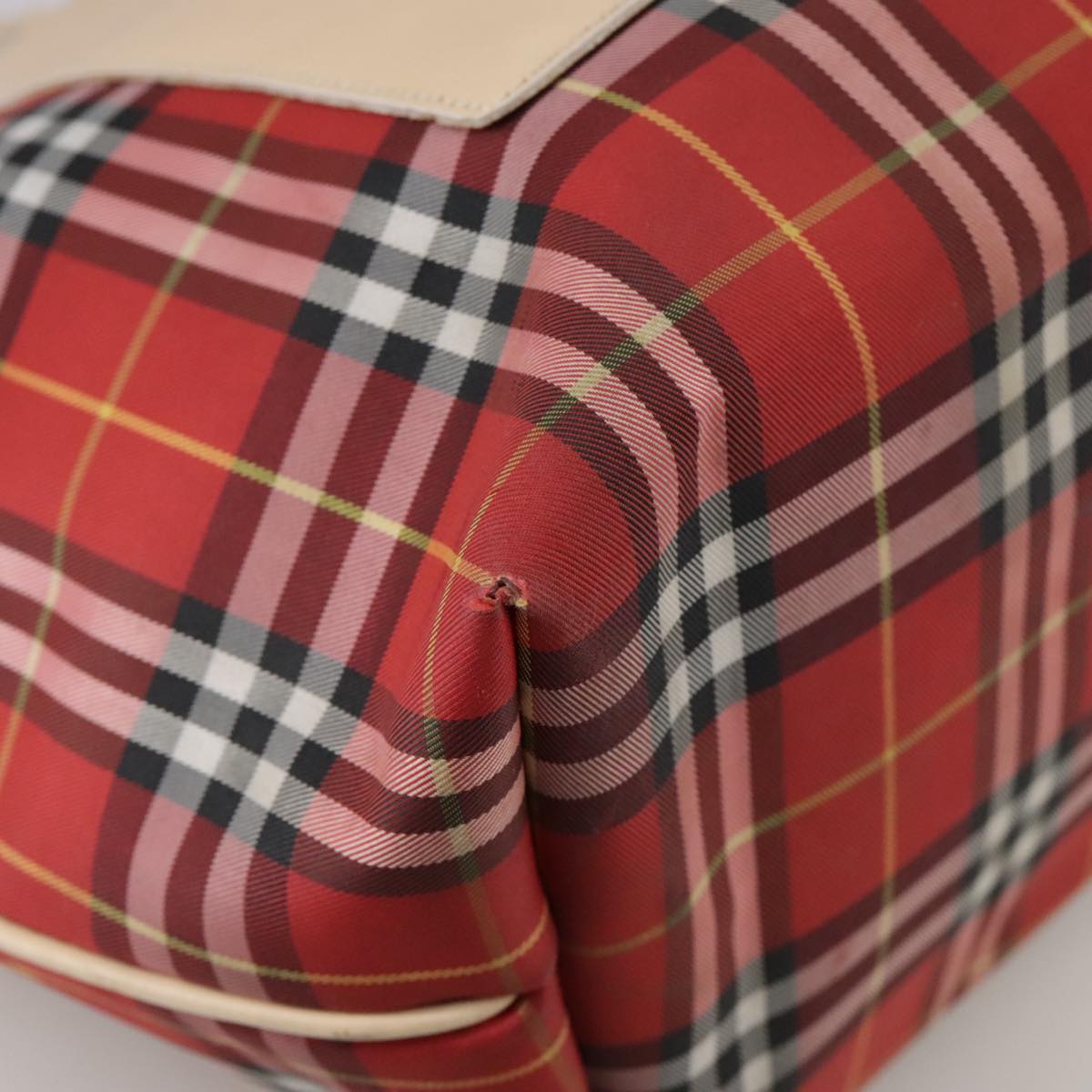 BURBERRY Nova Check Tote Bag Nylon Red Auth bs21181