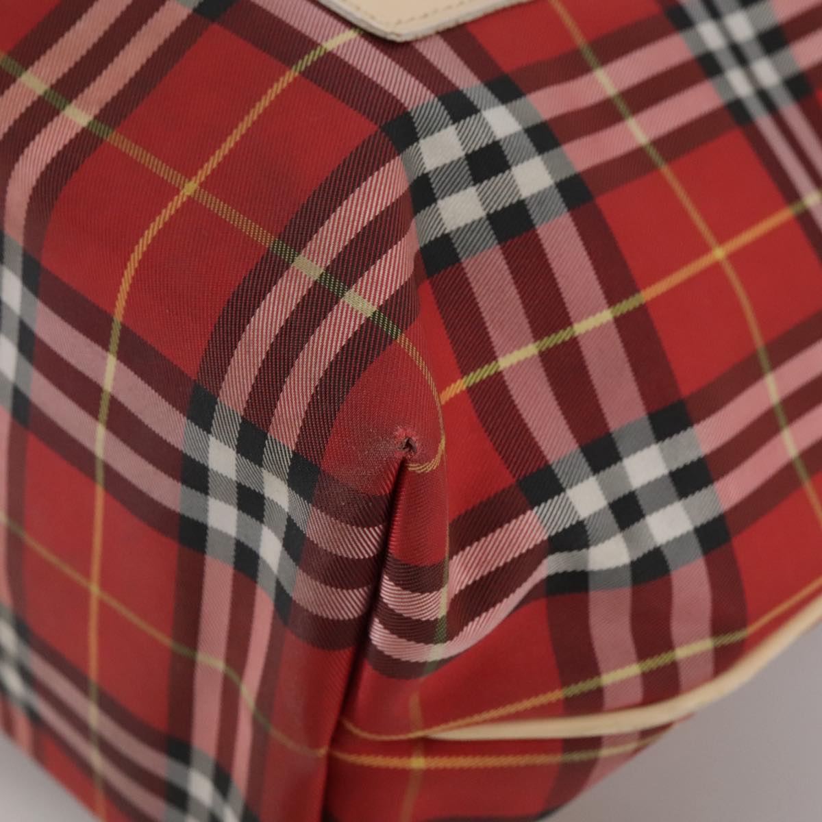 BURBERRY Nova Check Tote Bag Nylon Red Auth bs21181