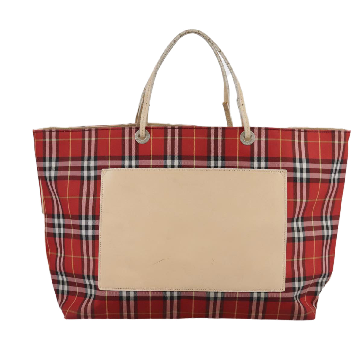 BURBERRY Nova Check Tote Bag Nylon Red Auth bs21181