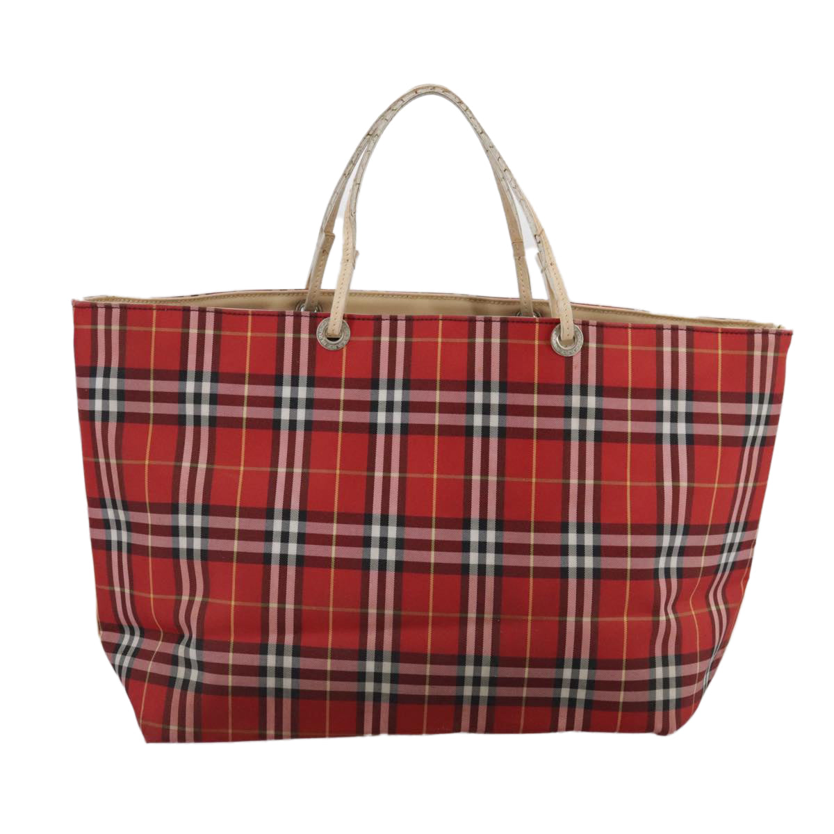 BURBERRY Nova Check Tote Bag Nylon Red Auth bs21181