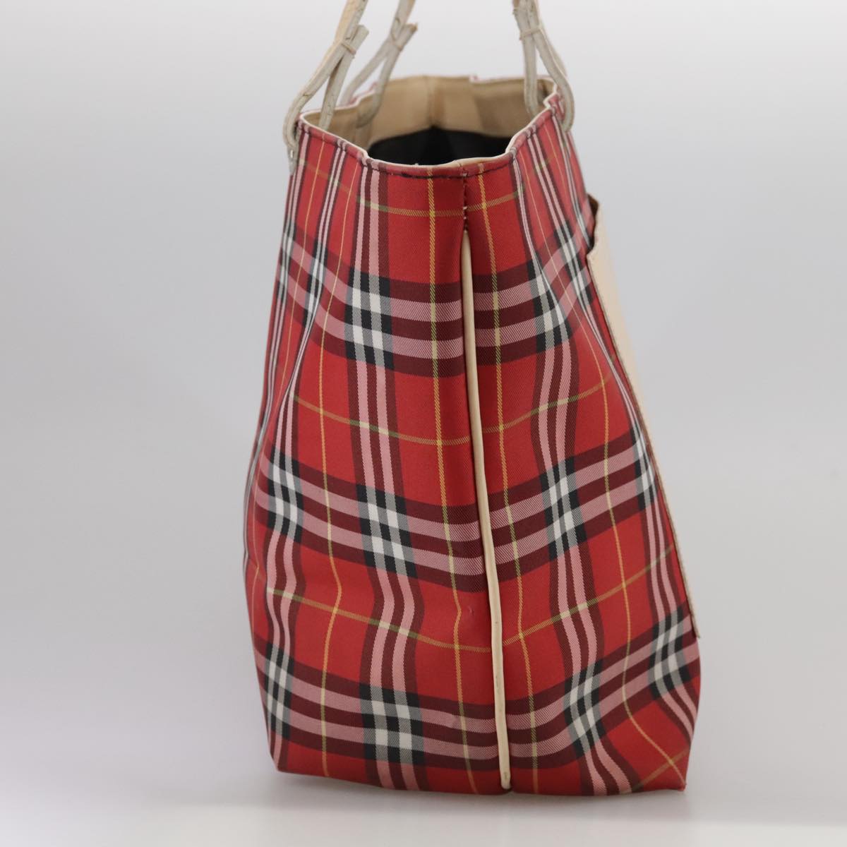 BURBERRY Nova Check Tote Bag Nylon Red Auth bs21181