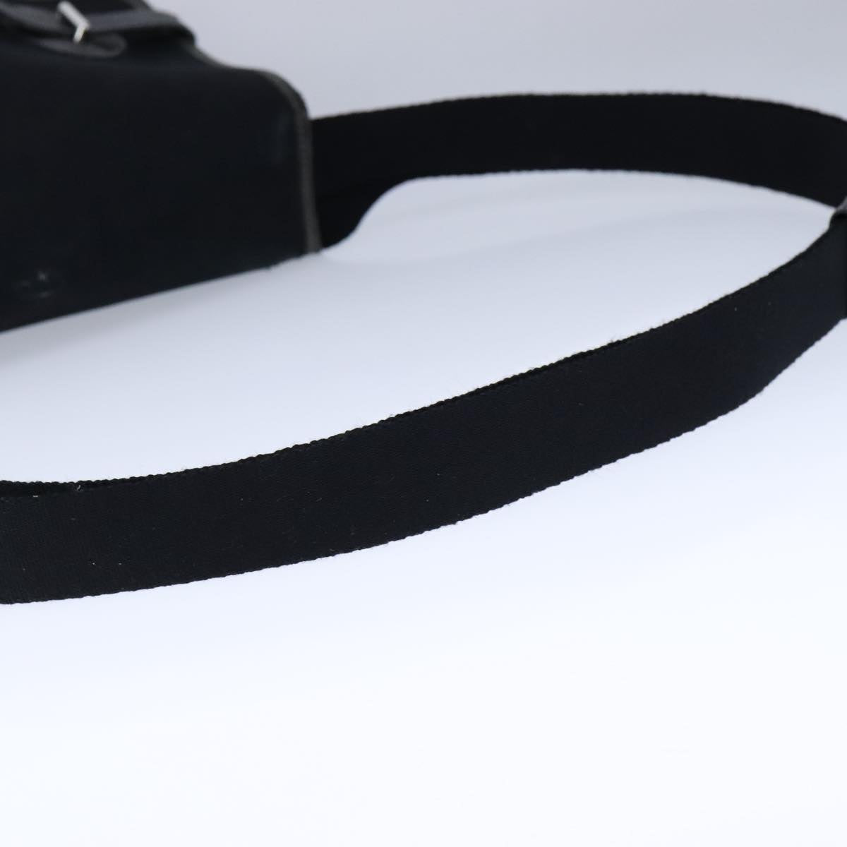 HERMES Buenaventura Shoulder Bag Canvas Black Auth bs21202