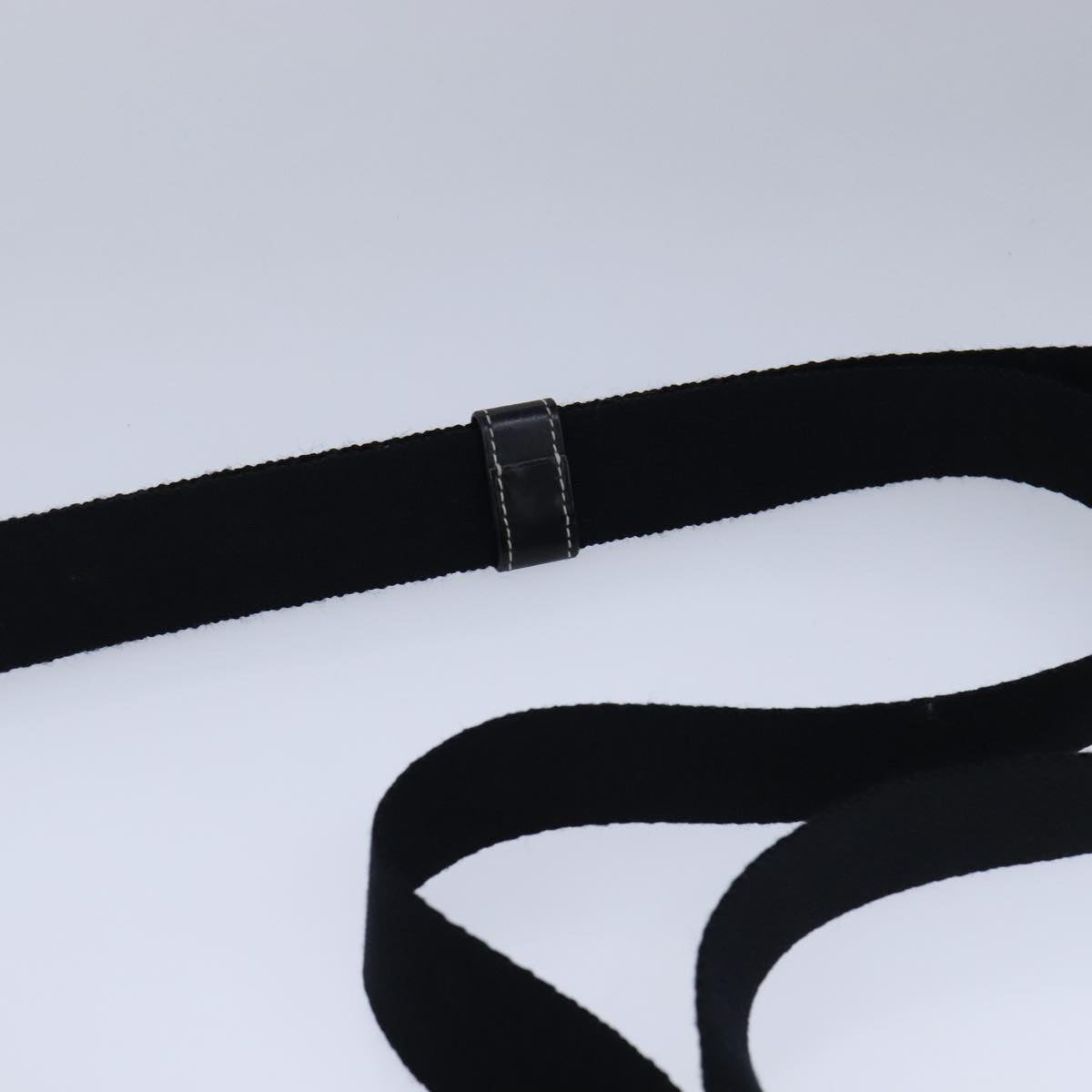 HERMES Buenaventura Shoulder Bag Canvas Black Auth bs21202