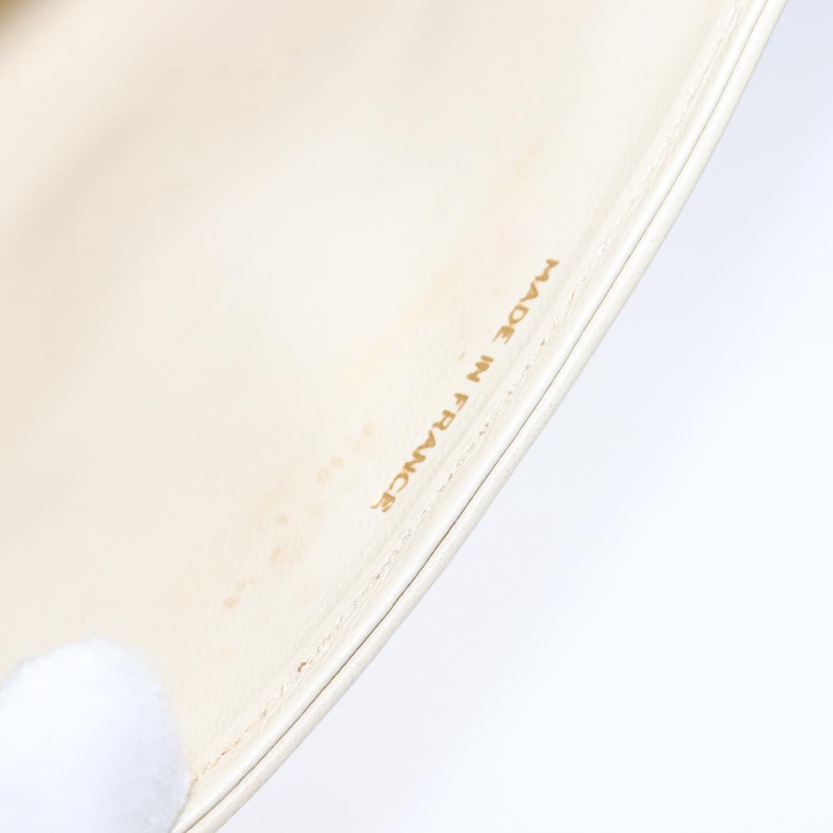 CHANEL Matelasse Chain Hand Bag Lamb Skin Beige Gold CC Auth bs21211