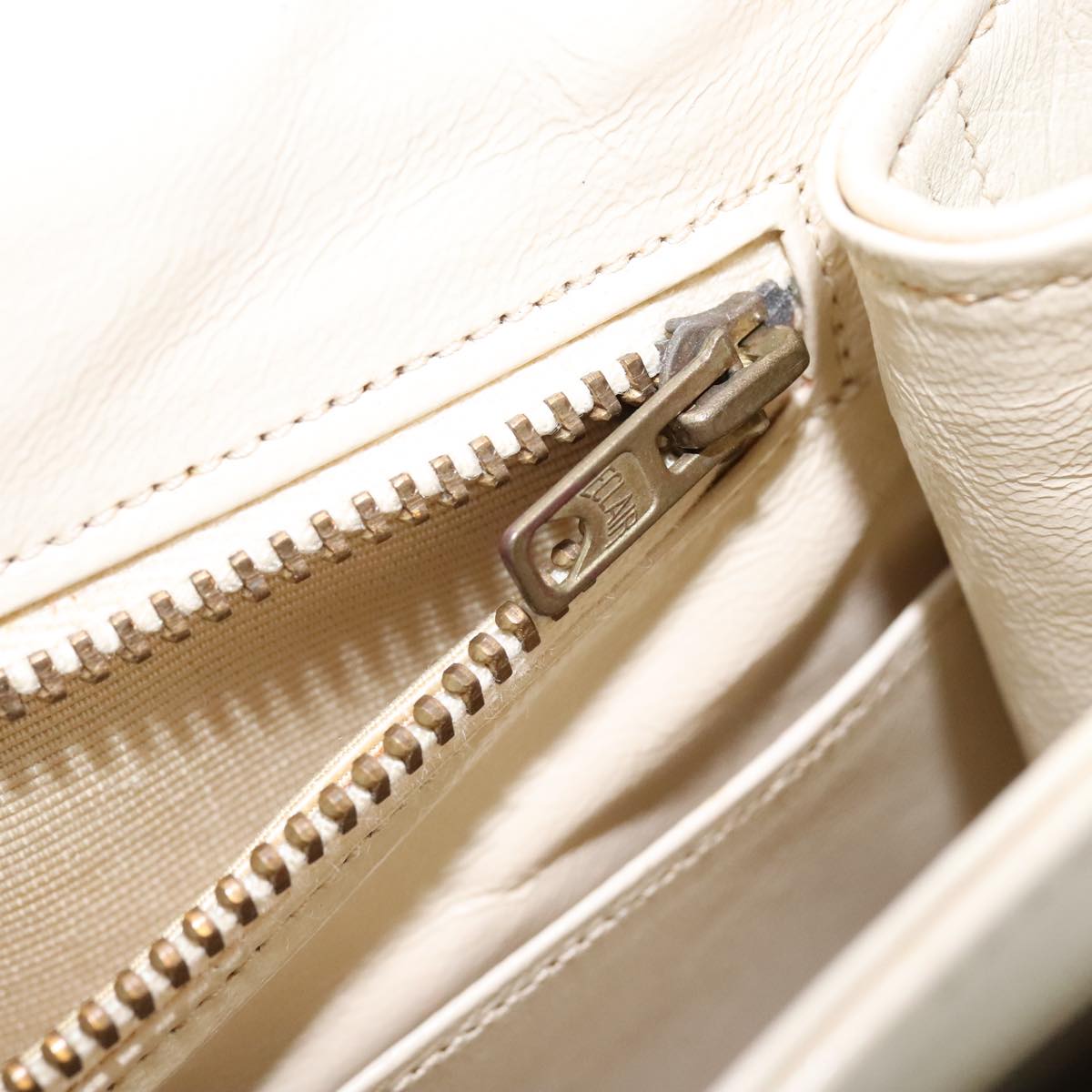 CHANEL Matelasse Chain Hand Bag Lamb Skin Beige Gold CC Auth bs21211