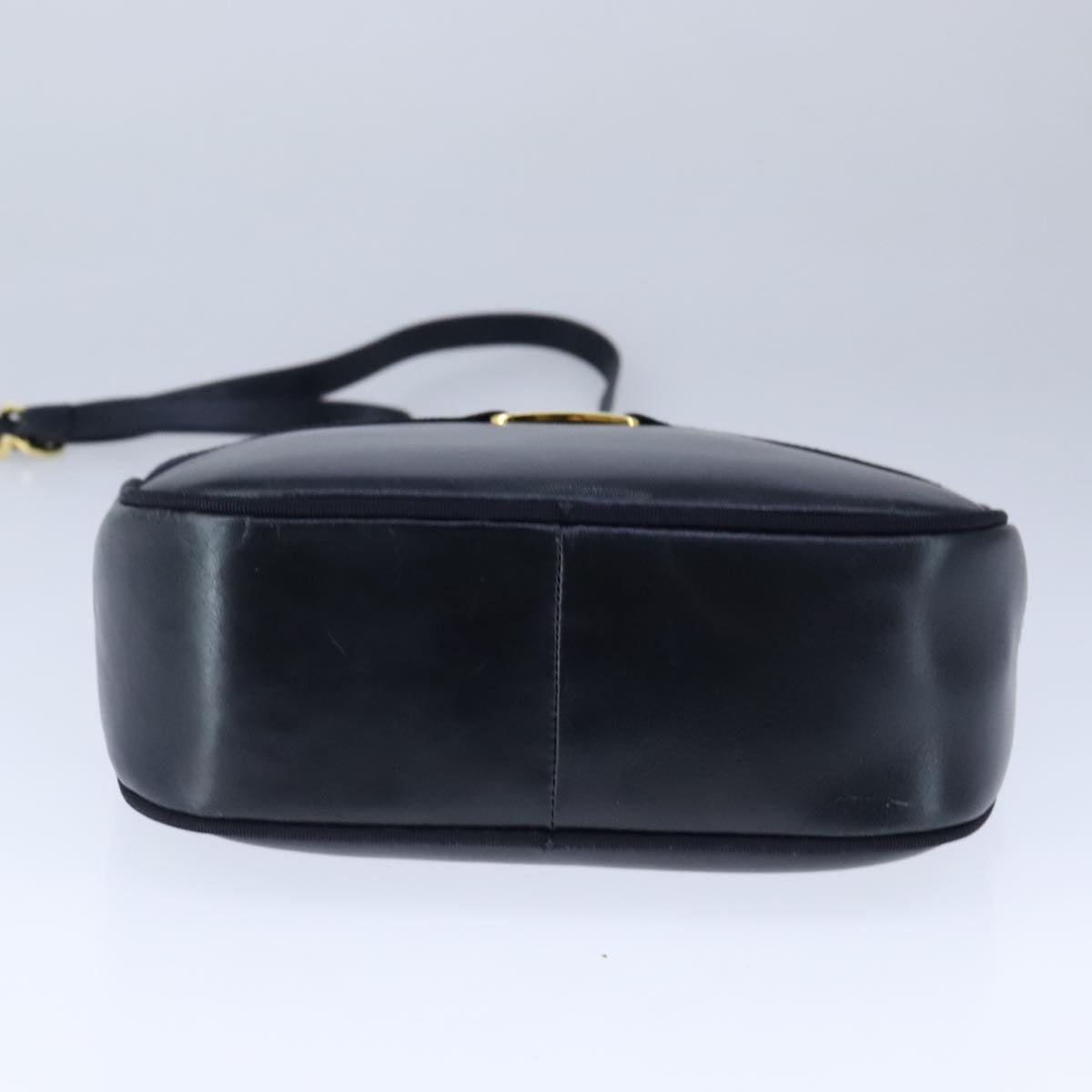 Salvatore Ferragamo Vala Shoulder Bag Leather Navy Gold Auth bs21294