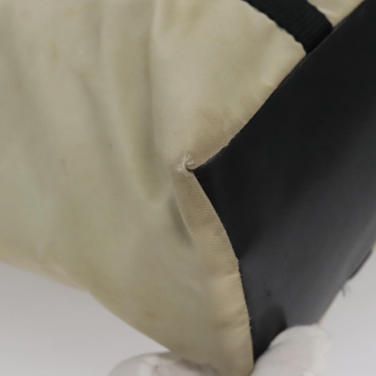 PRADA Tote Bag Nylon Beige Auth bs21295