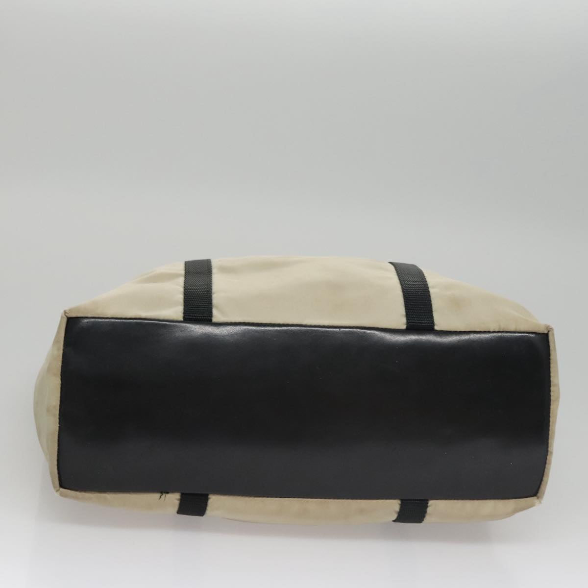 PRADA Tote Bag Nylon Beige Auth bs21295