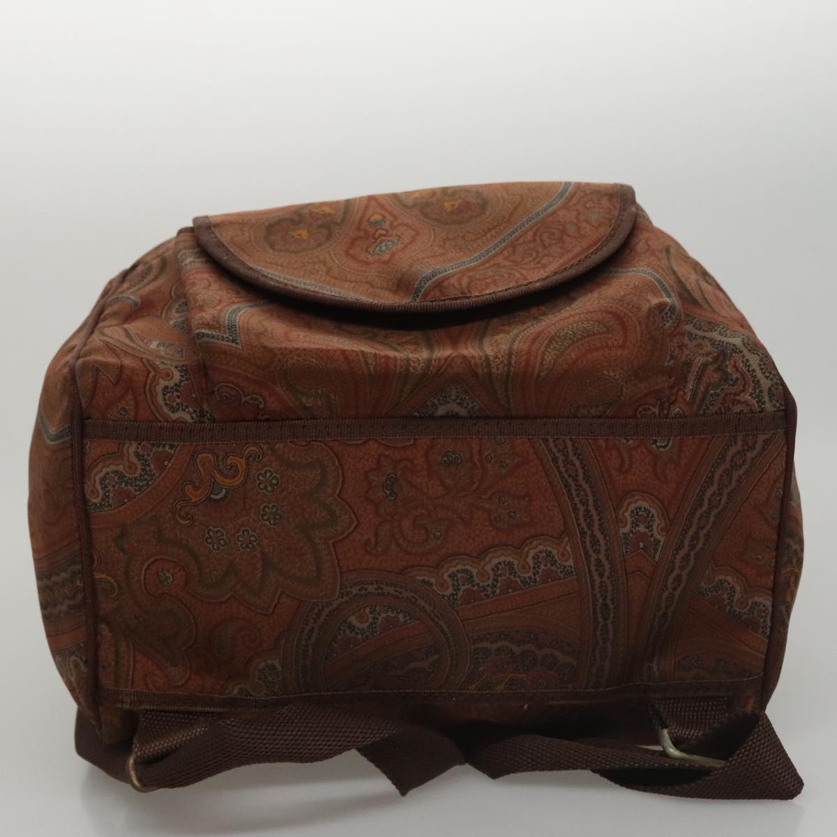 ETRO Paisley Backpack Nylon Brown Gold Auth bs21317