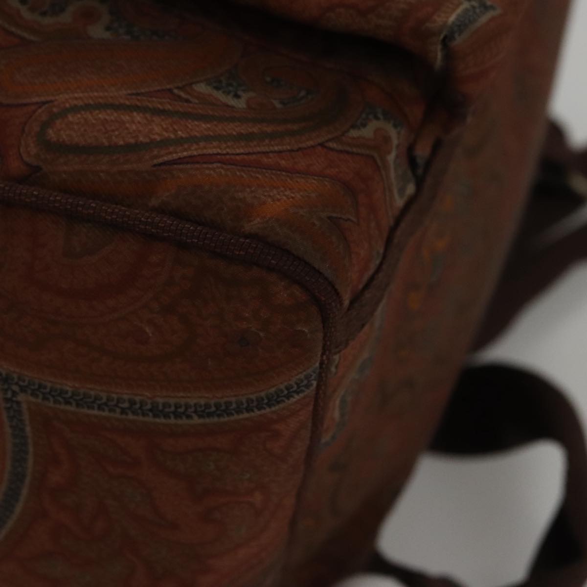 ETRO Paisley Backpack Nylon Brown Gold Auth bs21317