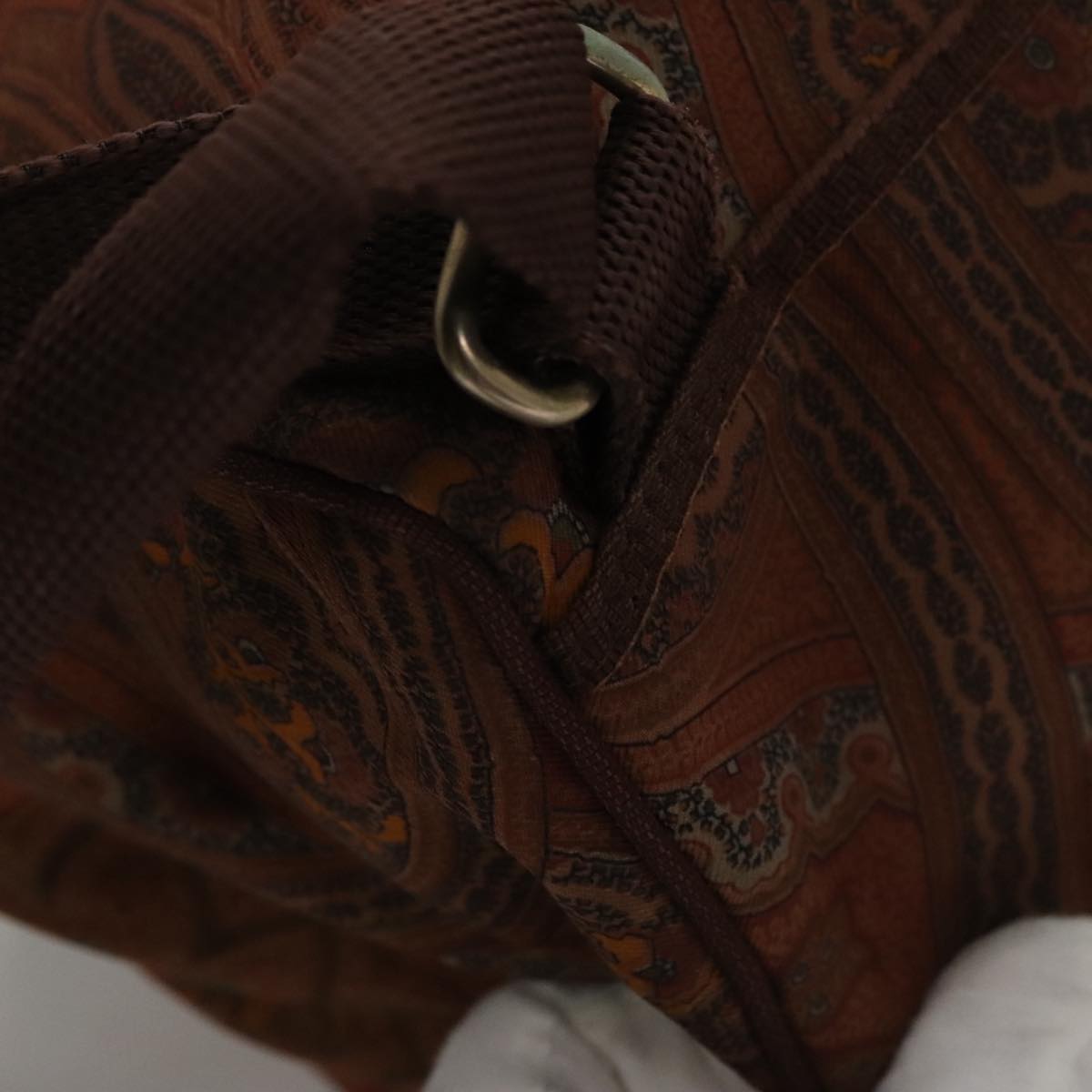 ETRO Paisley Backpack Nylon Brown Gold Auth bs21317