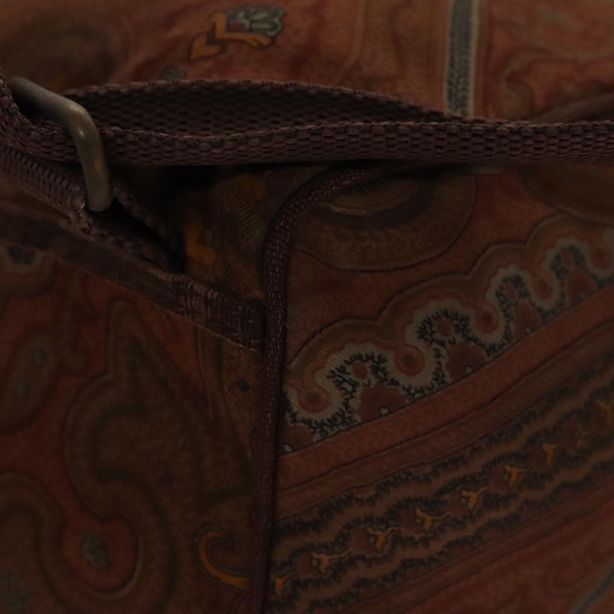 ETRO Paisley Backpack Nylon Brown Gold Auth bs21317