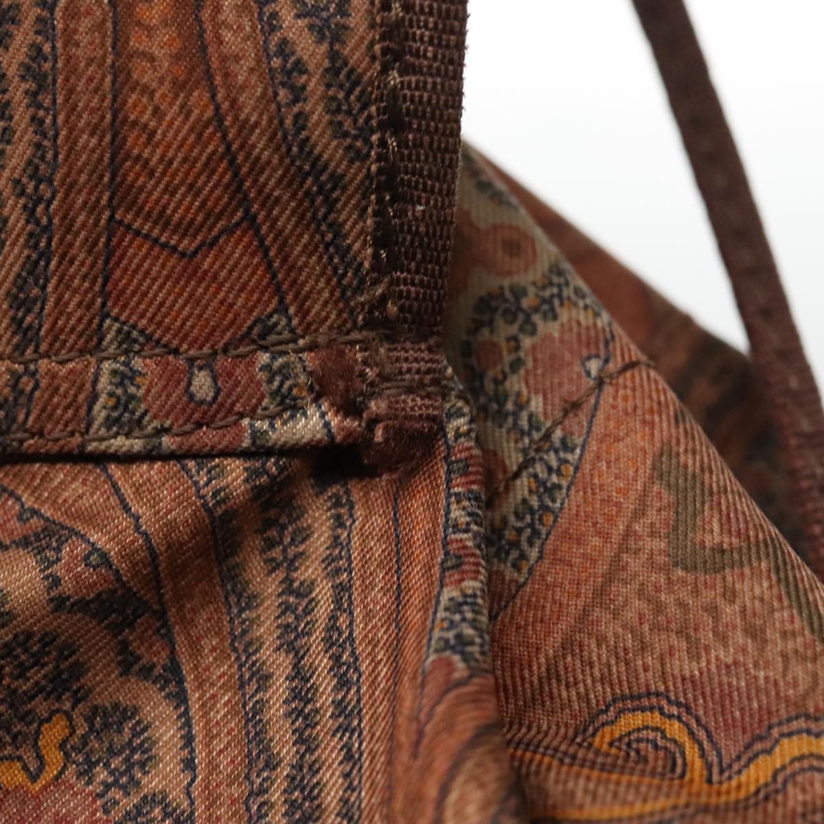 ETRO Paisley Backpack Nylon Brown Gold Auth bs21317