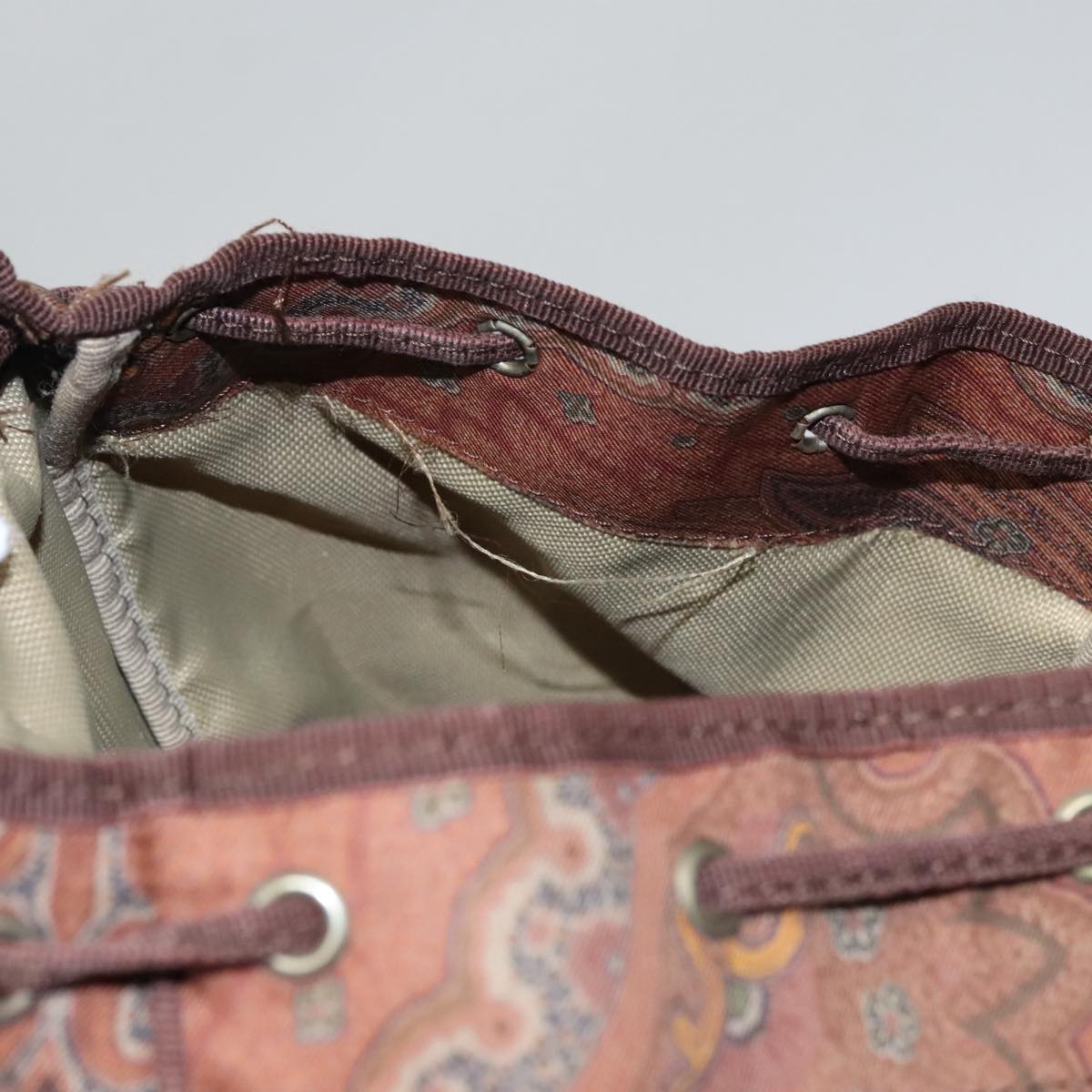 ETRO Paisley Backpack Nylon Brown Gold Auth bs21317