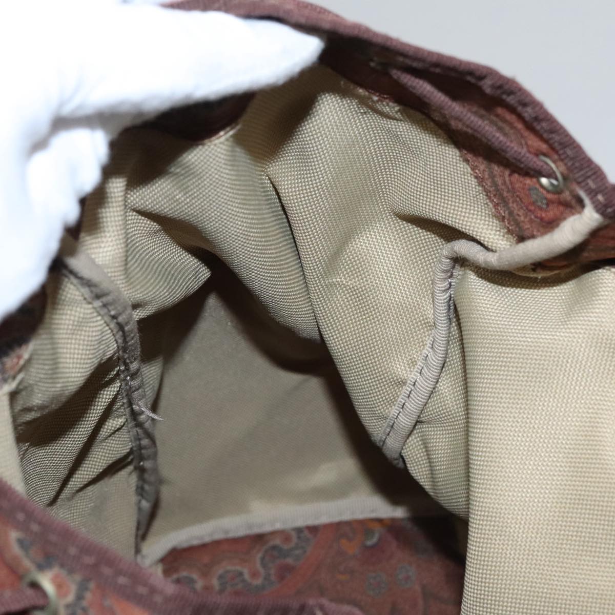 ETRO Paisley Backpack Nylon Brown Gold Auth bs21317