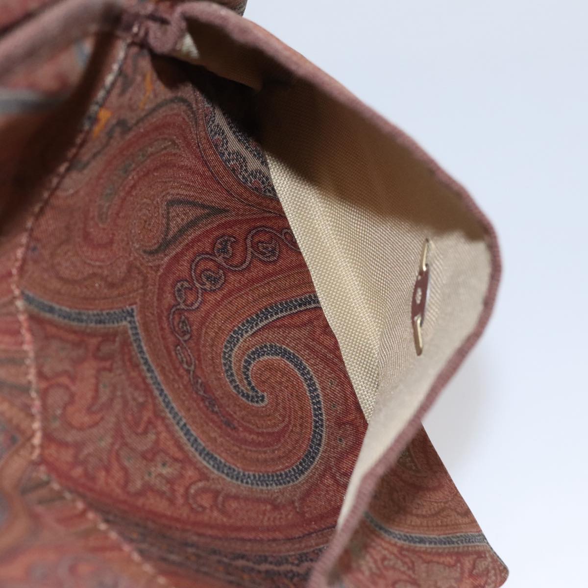 ETRO Paisley Backpack Nylon Brown Gold Auth bs21317