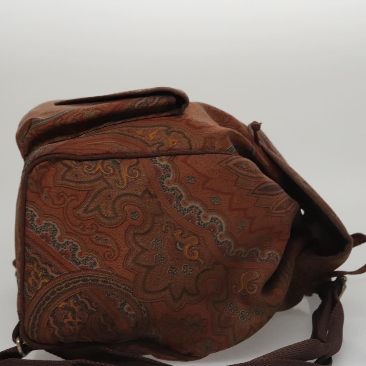 ETRO Paisley Backpack Nylon Brown Gold Auth bs21317