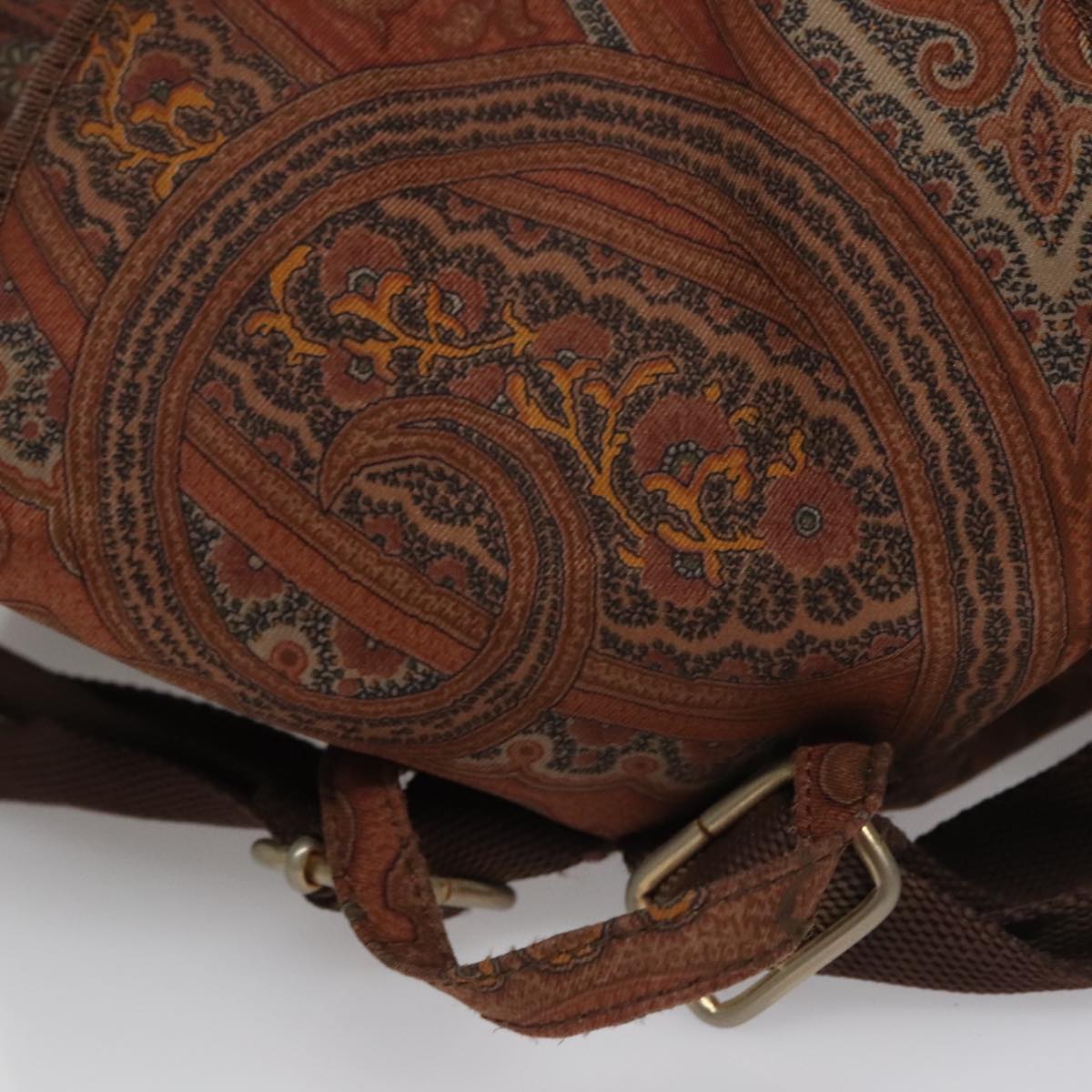 ETRO Paisley Backpack Nylon Brown Gold Auth bs21317