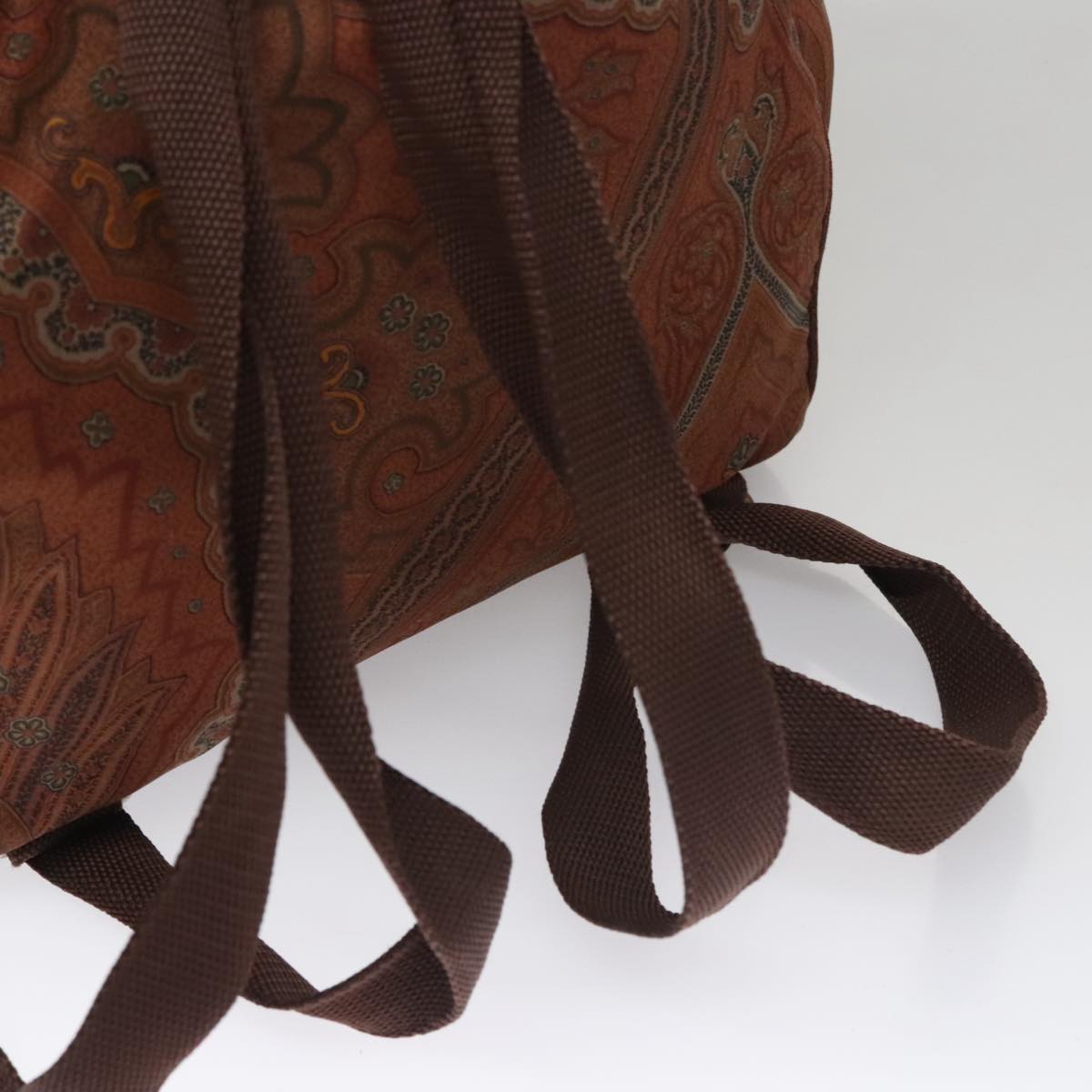 ETRO Paisley Backpack Nylon Brown Gold Auth bs21317