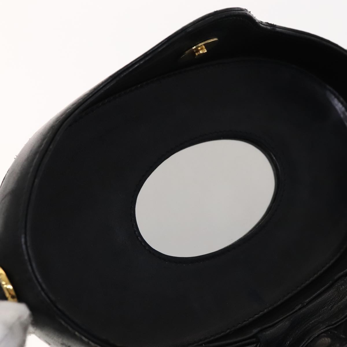 CHANEL Matelasse Shoulder Bag Lamb Skin Gold Black CC Auth bs21318