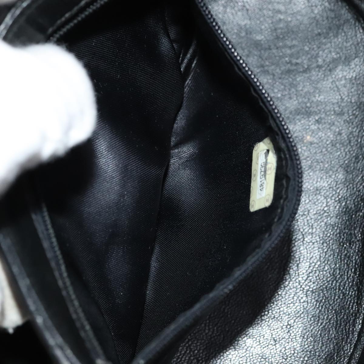 CHANEL Matelasse Shoulder Bag Lamb Skin Gold Black CC Auth bs21318