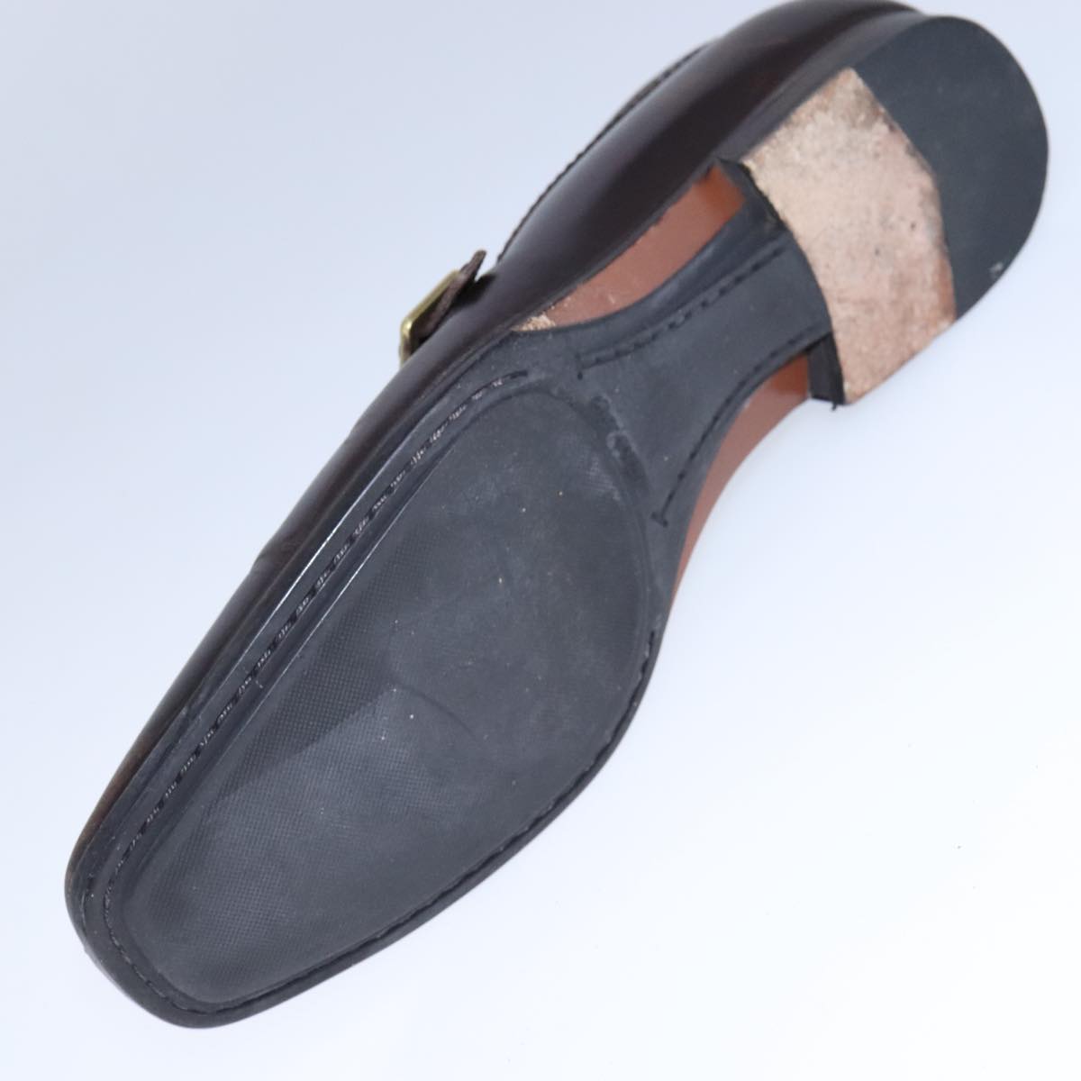LOUIS VUITTON Driving Shoes Leather 6 1/2 Dark Brown LV Auth bs21343