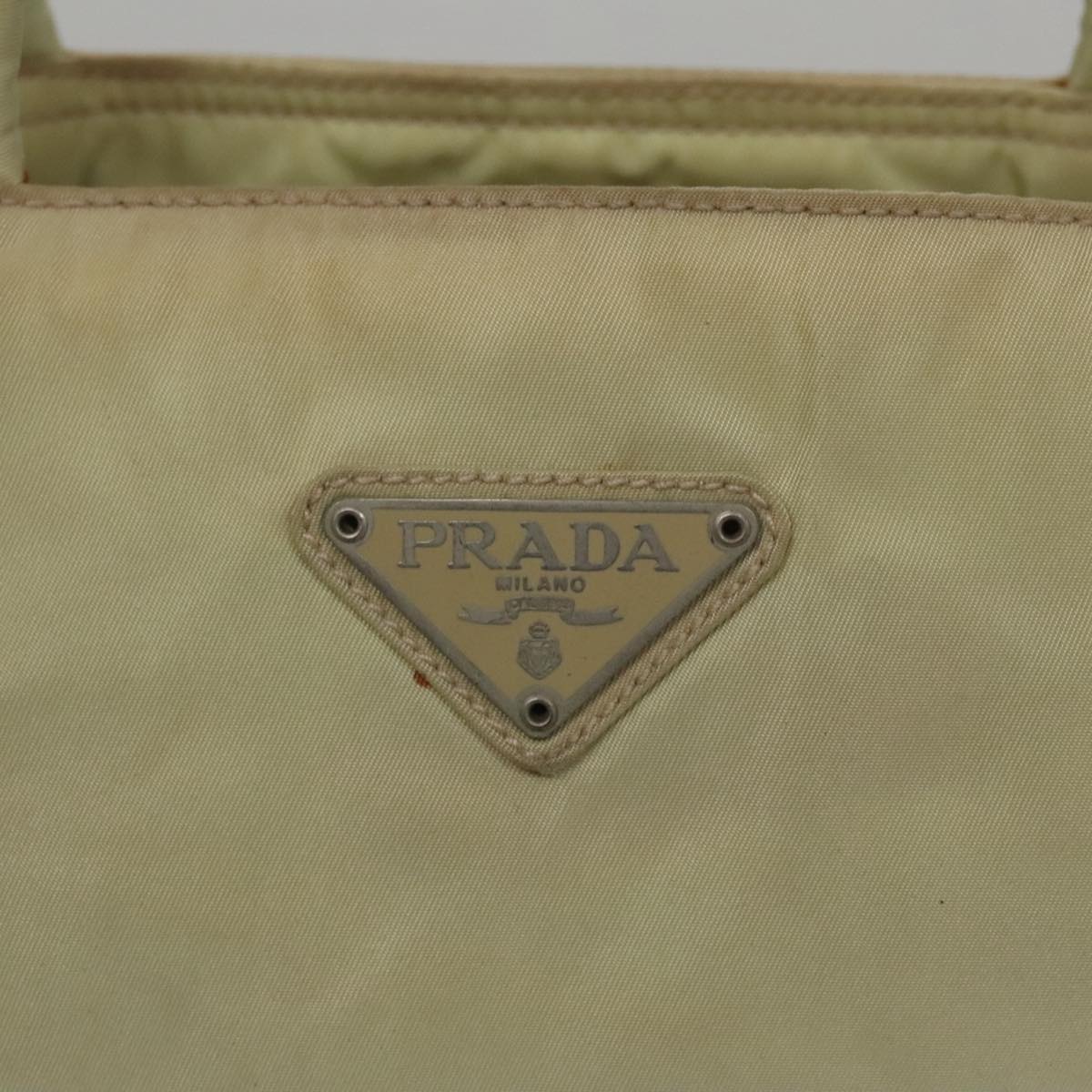 PRADA Hand Bag Nylon Beige Auth bs21346