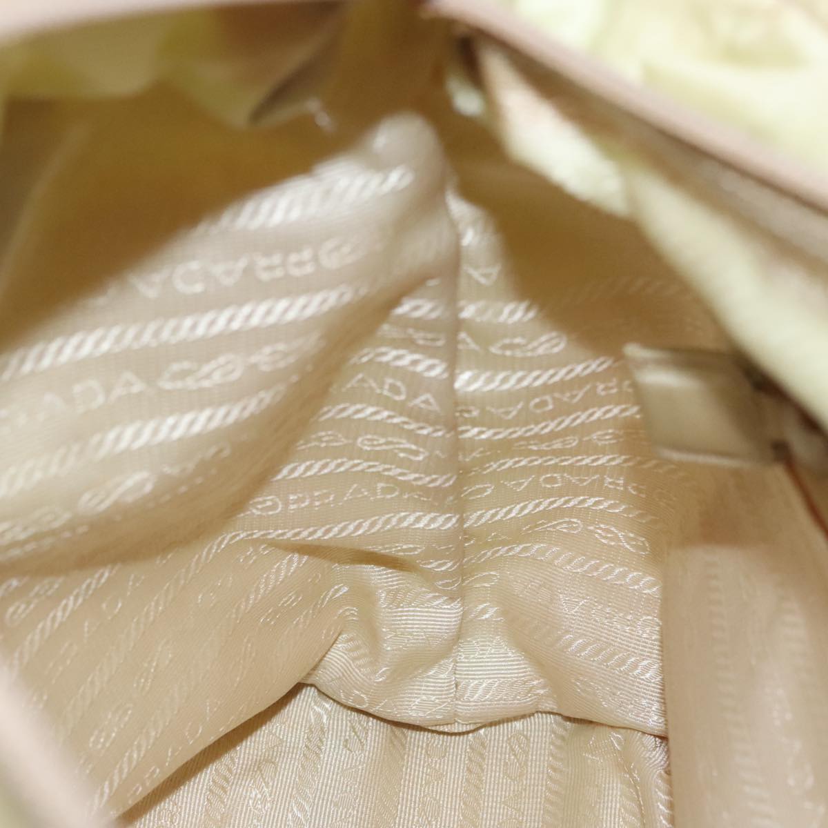 PRADA Hand Bag Nylon Beige Auth bs21346