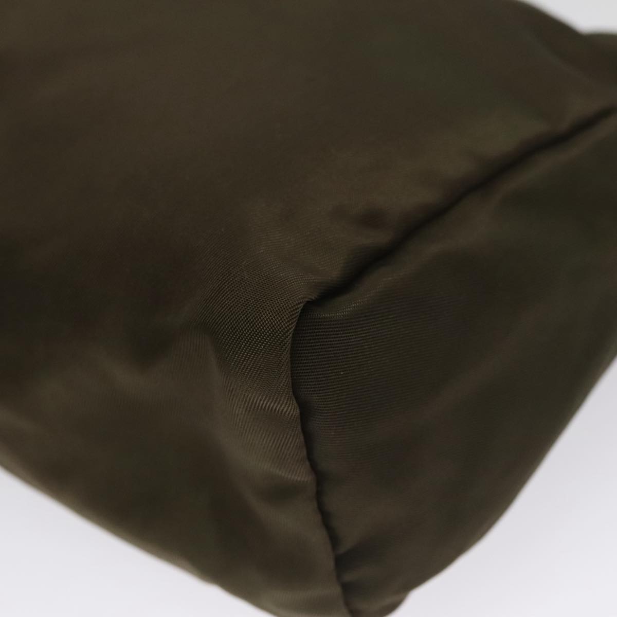 PRADA Pouch Nylon Khaki Silver Auth bs21351