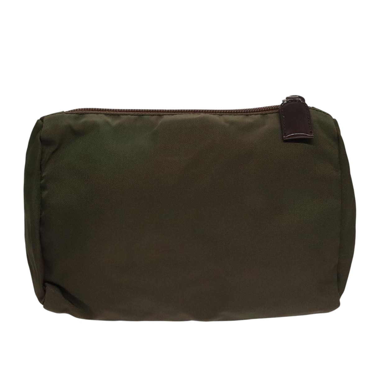 PRADA Pouch Nylon Khaki Silver Auth bs21351