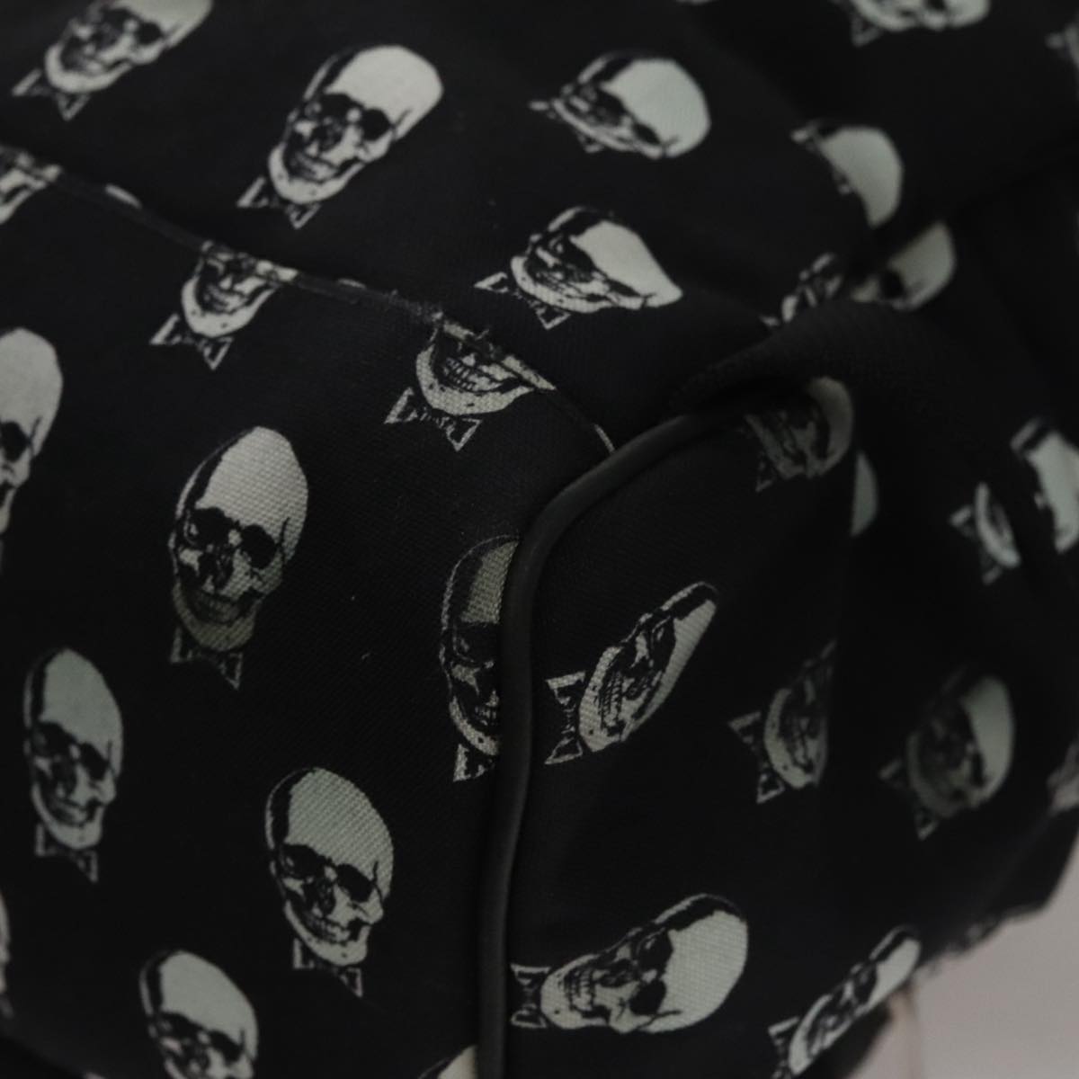 SAINT LAURENT Skull Backpack Canvas Black White Auth bs21358