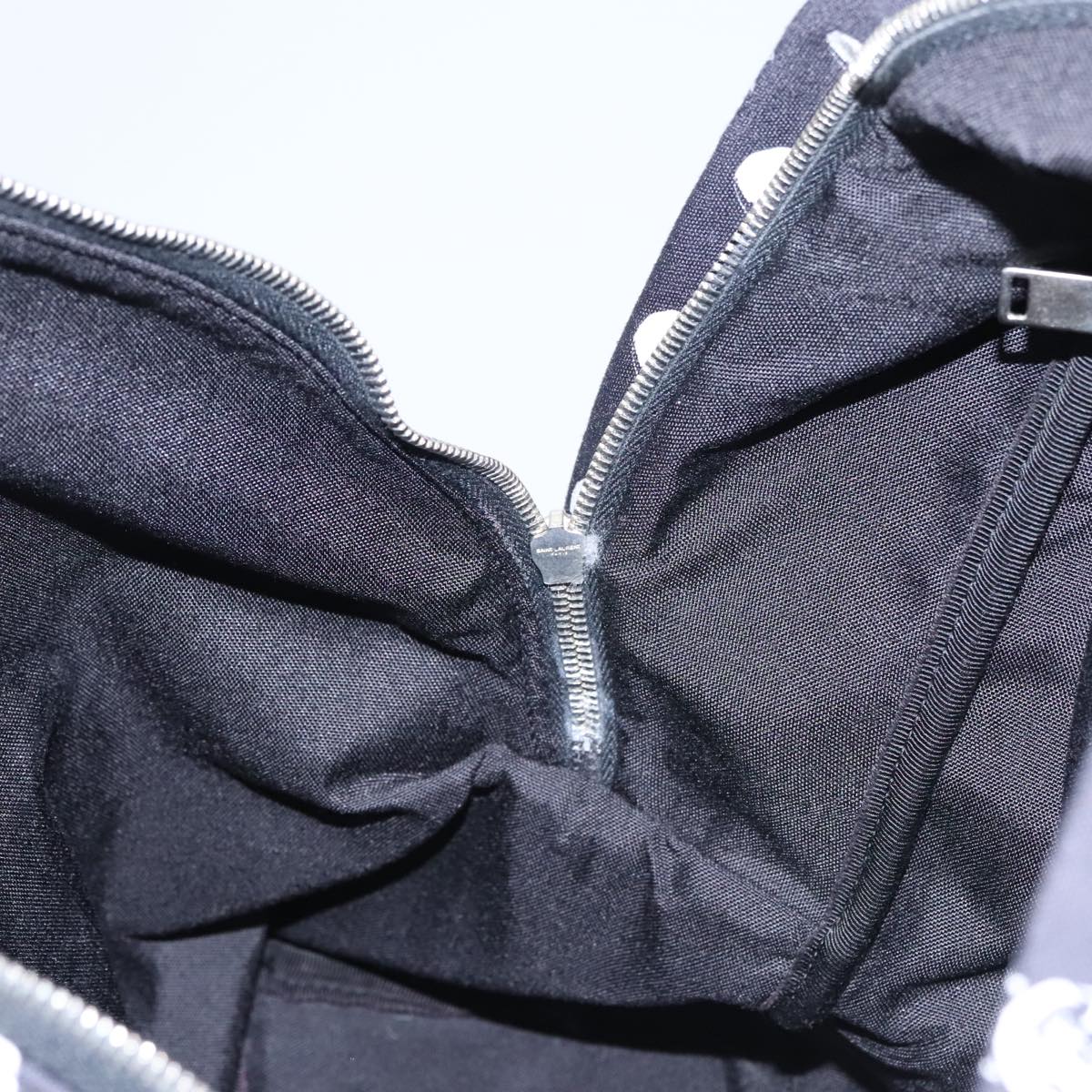 SAINT LAURENT Skull Backpack Canvas Black White Auth bs21358