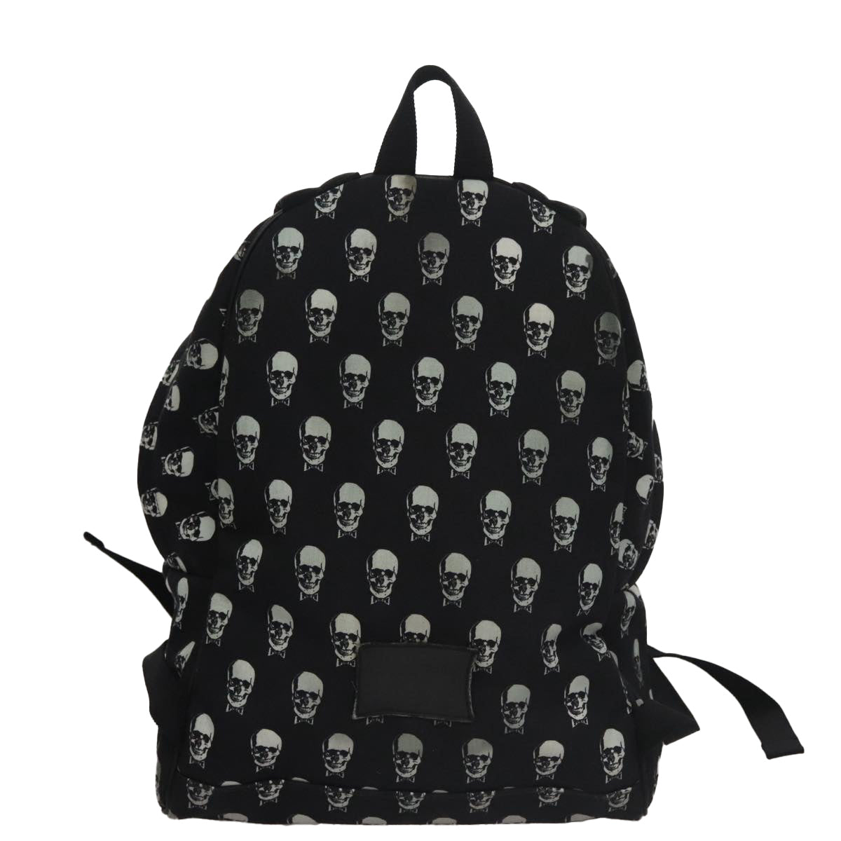 SAINT LAURENT Skull Backpack Canvas Black White Auth bs21358