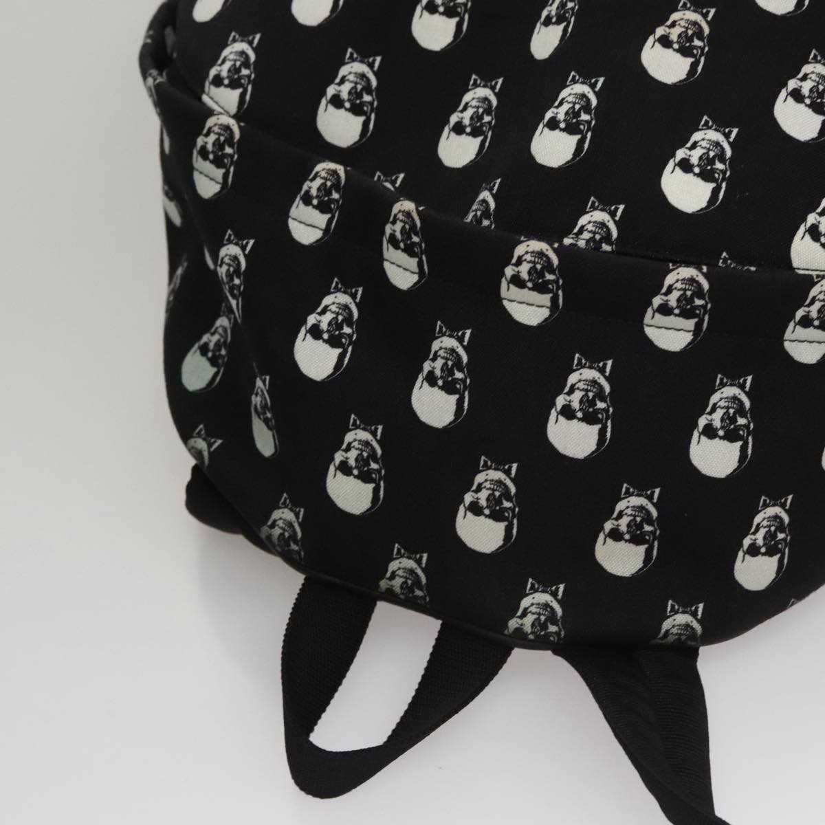 SAINT LAURENT Skull Backpack Canvas Black White Auth bs21358