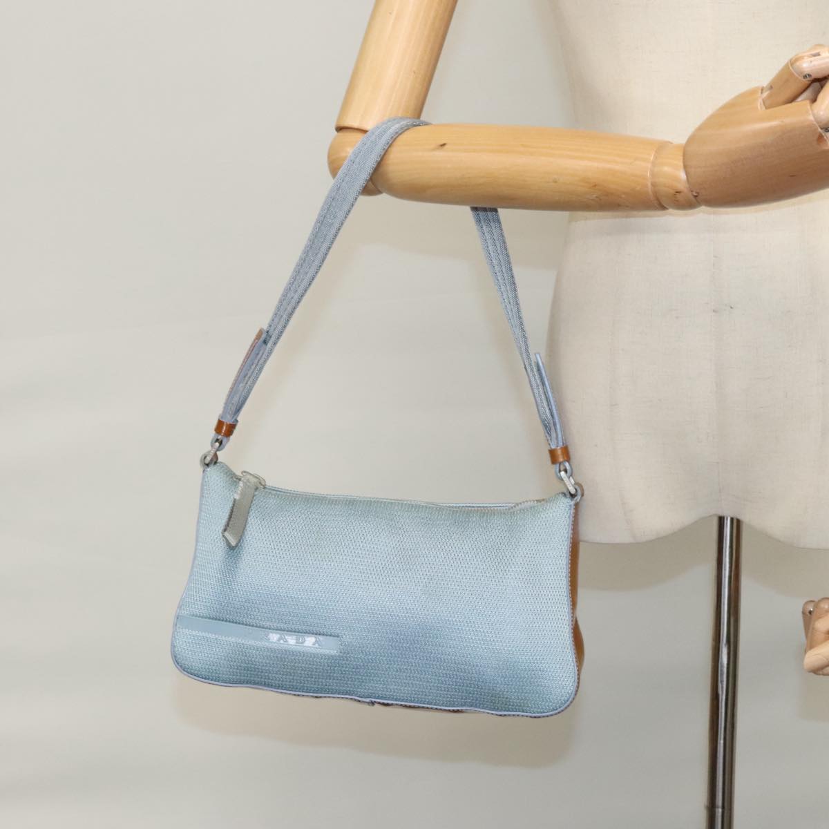 PRADA Sports Shoulder Bag Canvas Blue Auth bs21360