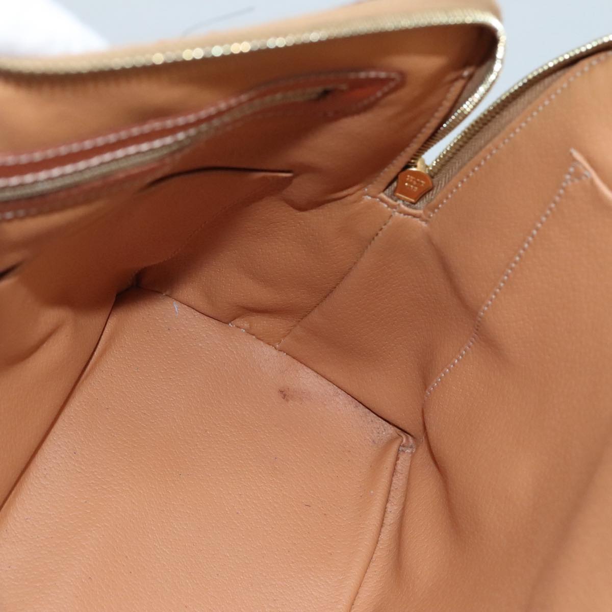 CELINE Macadam Canvas Hand Bag PVC Leather Brown Gold Auth bs21413