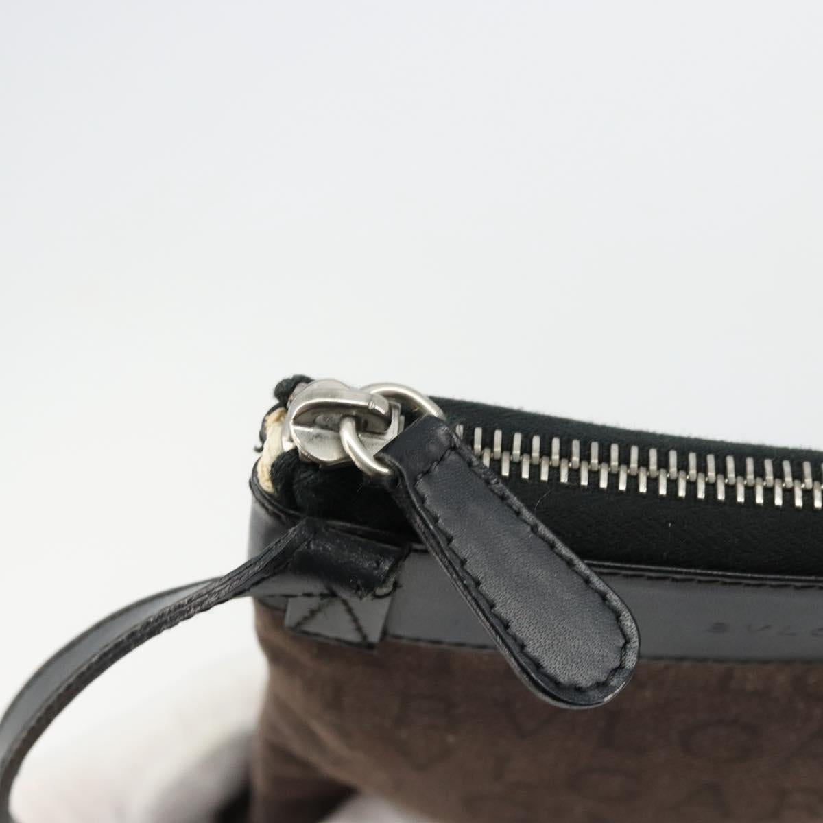BVLGARI Shoulder Bag Canvas Brown Auth bs21453