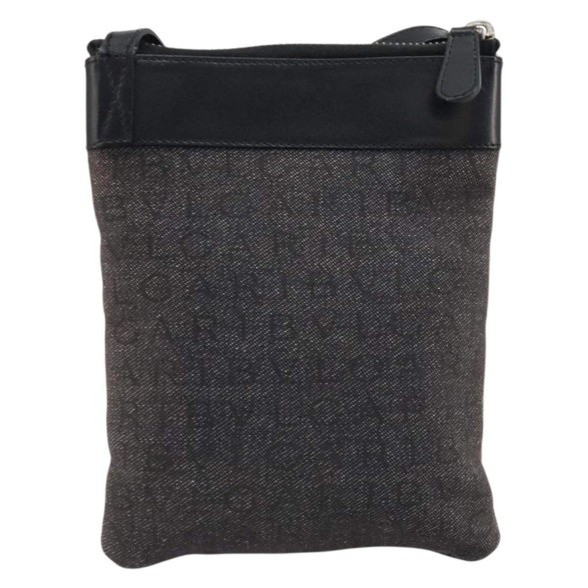 BVLGARI Shoulder Bag Canvas Brown Auth bs21453