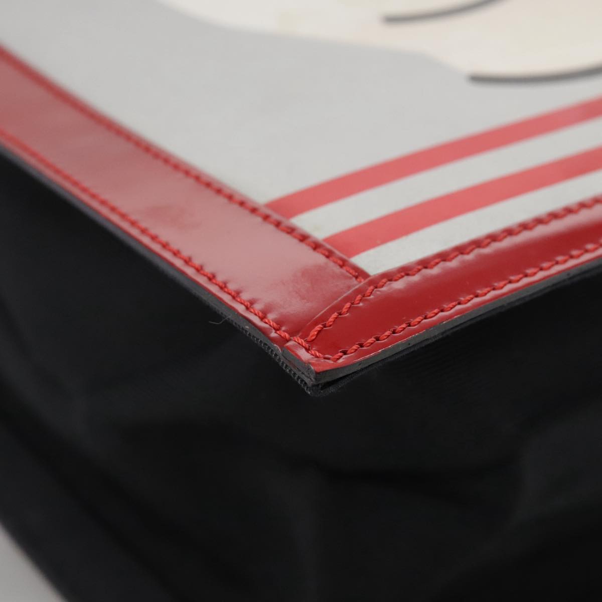 CHANEL Mademoiselle Choco Bar line Tote Bag Leather Red CC Auth bs21462